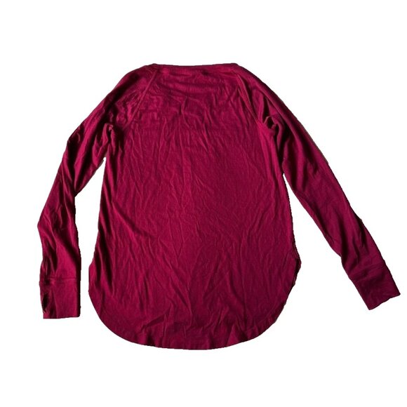 Wool& Womens XS Halsey Round Hem Long Sleeve Raglan Tunic Tee Shirt Red Merino - Picture 3 of 4